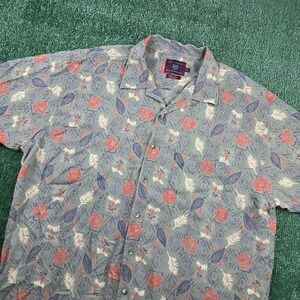 Byron Nelson Eleven Straight Mens XL‎ Silk Tropical Hibiscus Button Down Shirt